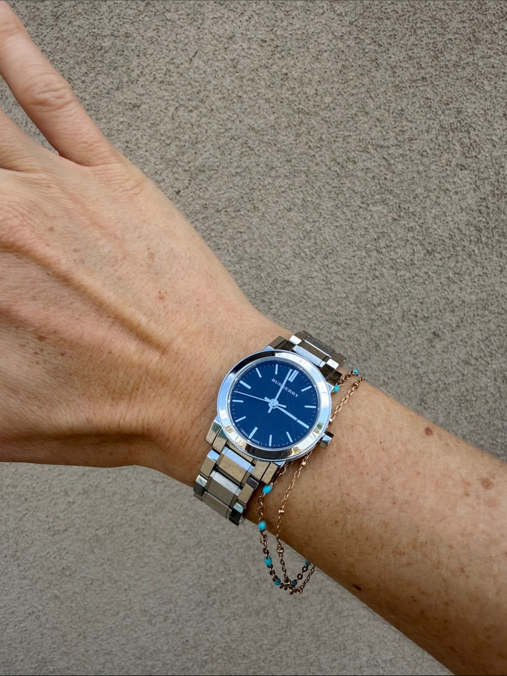 Burberry Silver Stainless Steel Watch with black Dial